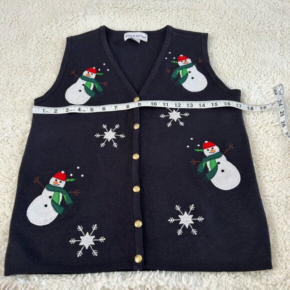 VTG Christmas Vest Women’s Sz Small Snowman Holiday 90s Mom Retro Croft & Barrow - Picture 3 of 5